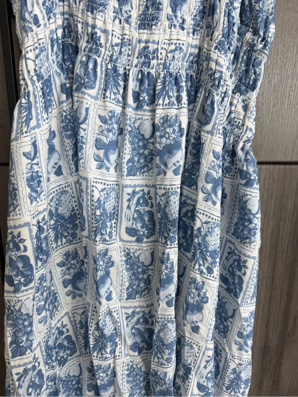 Abercrombie & Fitch Blue and White Printed Maxi Dress
